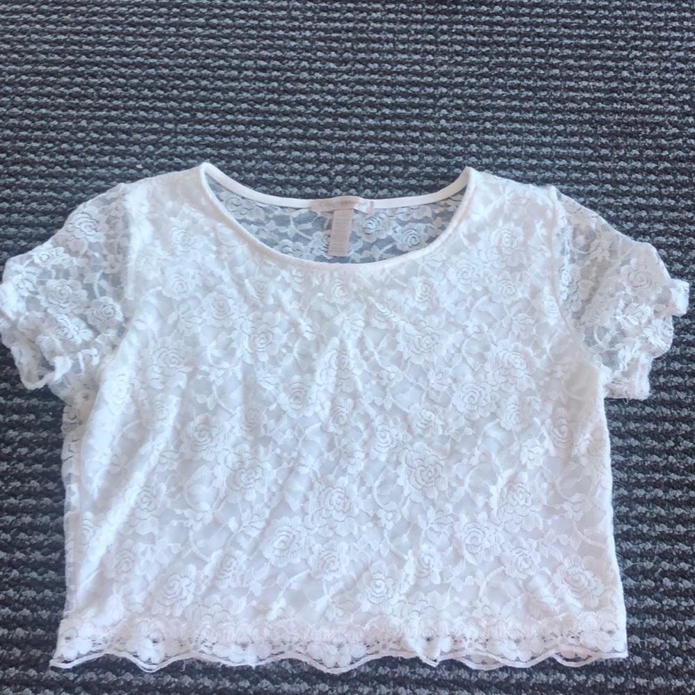 White laced crop top